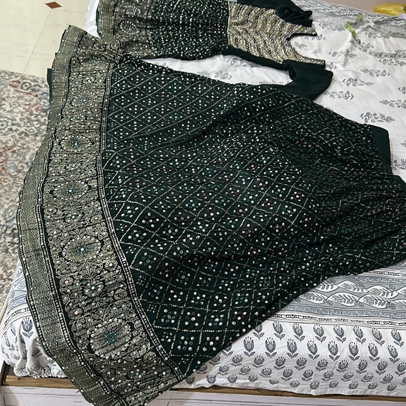 Trending heavily embroidered peplum top n skirt/lehenga with can can - Picture 12 of 13